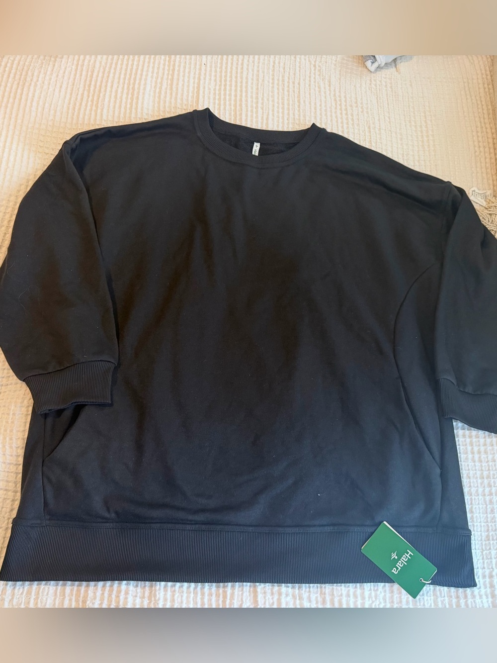 Women's Black Crewneck Sweater - Classic Casual but the back has a twist!